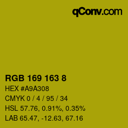 Color code: RGB 169 163 8 | qconv.com