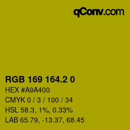 カラーコード: RGB 169 164.2 0 | qconv.com