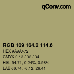 カラーコード: RGB 169 164.2 114.6 | qconv.com
