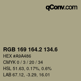 カラーコード: RGB 169 164.2 134.6 | qconv.com
