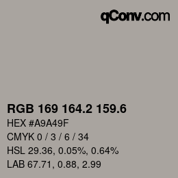 カラーコード: RGB 169 164.2 159.6 | qconv.com