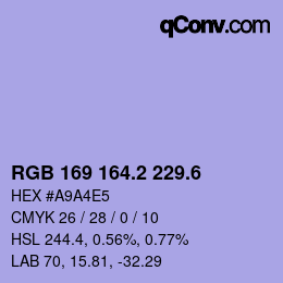 カラーコード: RGB 169 164.2 229.6 | qconv.com