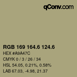 カラーコード: RGB 169 164.6 124.6 | qconv.com