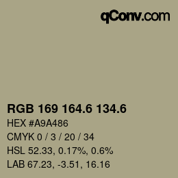 カラーコード: RGB 169 164.6 134.6 | qconv.com