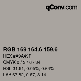カラーコード: RGB 169 164.6 159.6 | qconv.com