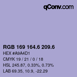 カラーコード: RGB 169 164.6 209.6 | qconv.com