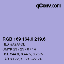 カラーコード: RGB 169 164.6 219.6 | qconv.com