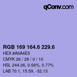 カラーコード: RGB 169 164.6 229.6 | qconv.com