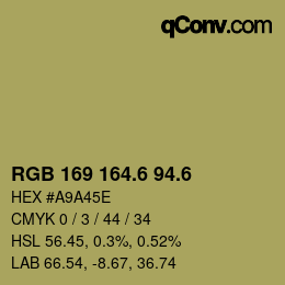 カラーコード: RGB 169 164.6 94.6 | qconv.com