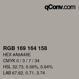 颜色代码: RGB 169 164 158 | qconv.com