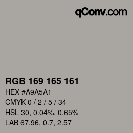 カラーコード: RGB 169 165 161 | qconv.com