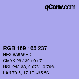 Color code: RGB 169 165 237 | qconv.com