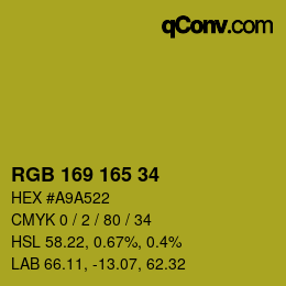 Color code: RGB 169 165 34 | qconv.com