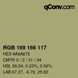 Código de color: RGB 169 166 117 | qconv.com