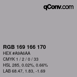 Color code: RGB 169 166 170 | qconv.com