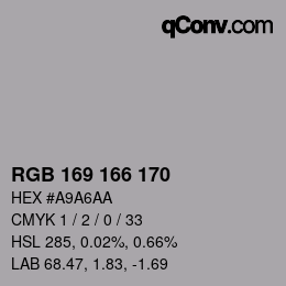 Color code: RGB 169 166 170 | qconv.com