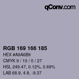 Farbcode: RGB 169 166 185 | qconv.com