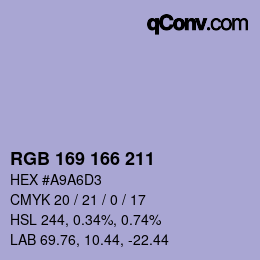 Color code: RGB 169 166 211 | qconv.com