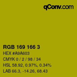 Color code: RGB 169 166 3 | qconv.com