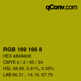 Color code: RGB 169 166 8 | qconv.com