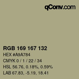 Código de color: RGB 169 167 132 | qconv.com