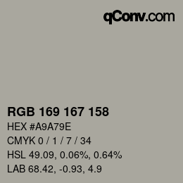 Código de color: RGB 169 167 158 | qconv.com