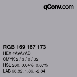 Farbcode: RGB 169 167 173 | qconv.com