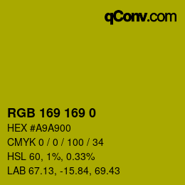 Color code: RGB 169 169 0 | qconv.com