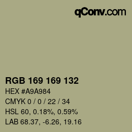 Color code: RGB 169 169 132 | qconv.com