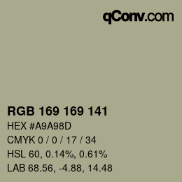 Color code: RGB 169 169 141 | qconv.com