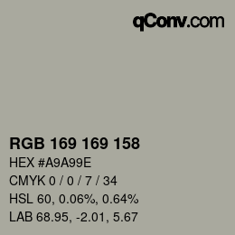 Color code: RGB 169 169 158 | qconv.com