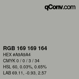 Color code: RGB 169 169 164 | qconv.com