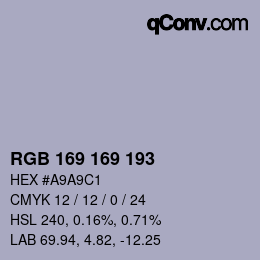 Código de color: RGB 169 169 193 | qconv.com