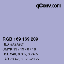 颜色代码: RGB 169 169 209 | qconv.com