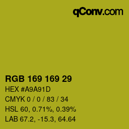Color code: RGB 169 169 29 | qconv.com