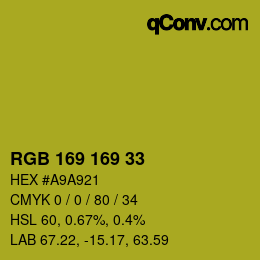 Color code: RGB 169 169 33 | qconv.com