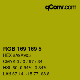 Color code: RGB 169 169 5 | qconv.com