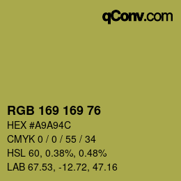 Código de color: RGB 169 169 76 | qconv.com