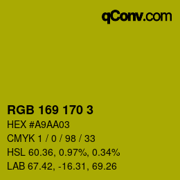 Color code: RGB 169 170 3 | qconv.com