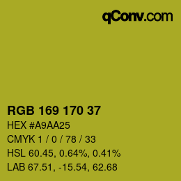 カラーコード: RGB 169 170 37 | qconv.com