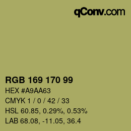 Color code: RGB 169 170 99 | qconv.com