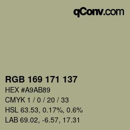 颜色代码: RGB 169 171 137 | qconv.com