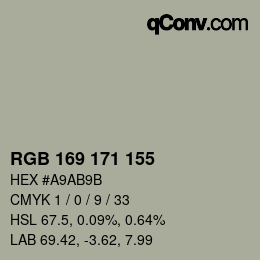 Color code: RGB 169 171 155 | qconv.com