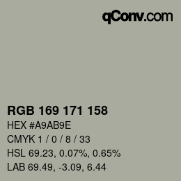 颜色代码: RGB 169 171 158 | qconv.com