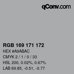 颜色代码: RGB 169 171 172 | qconv.com