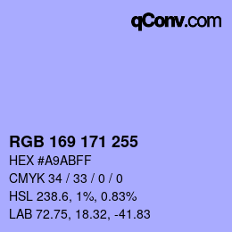 Color code: RGB 169 171 255 | qconv.com