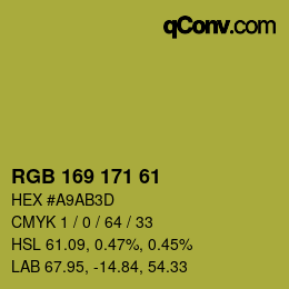 Color code: RGB 169 171 61 | qconv.com