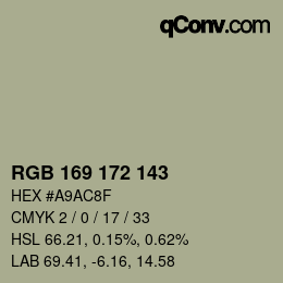 Color code: RGB 169 172 143 | qconv.com