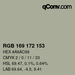 Color code: RGB 169 172 153 | qconv.com