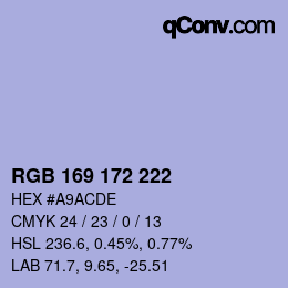 Color code: RGB 169 172 222 | qconv.com